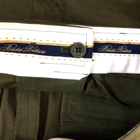New Brooks Bros Sz 10 Women Chino Cuffed Pant Slim Fit Olive Cotton Tapered Leg - Picture 5 of 6